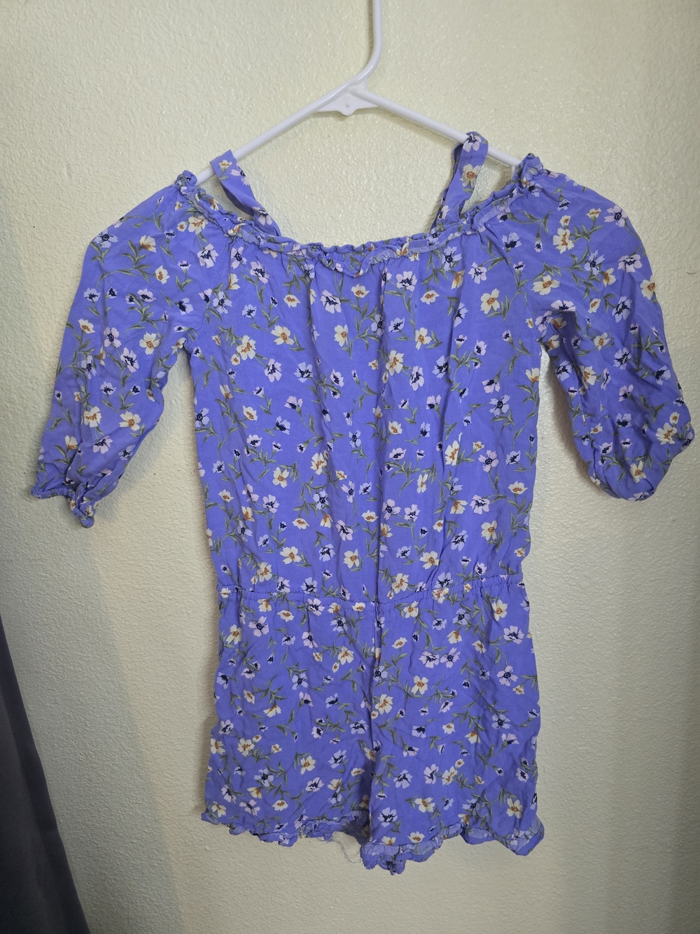 The Children's Place Lavender Floral Off-Shoulder Romper
